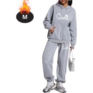 Nivard Joggingpak - Huispak - Volwassenen - Trainingspak - Comfortabel - Joggingsbroek - Tracksuit - Dames - Winter - Lichtgrijs - M