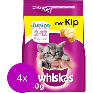 Whiskas Brokjes Junior Kip - Kattenvoer - 4 x 950 g