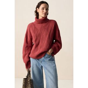 Sissy-Boy - Gebreide Trui - Rood - Patroon - Lange Mouwen - Hoge Hals