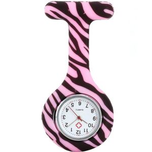 Verpleegster horloge - Verpleegsterhorloge - Nurse Watch - siliconen - Tijger zwart/roze