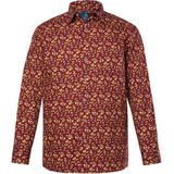 Boston Park Boston Park - Heren - Boston Park overhemd lange mouwen bloemenmotief kentkraag - Aubergine - Maat 3XL