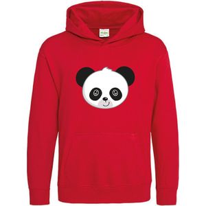 Pixeline Hoodie Panda Face rood 3-4 jaar - Pixeline - Trui - Stoer - Dier - Kinderkleding - Hoodie - Dierenprint - Animal - Kleding