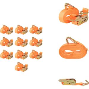vidaXL Spanband - Spanbanden - Bagagegordel - Bagagegordels - Spanbanden 0,4 ton 6mx25mm oranje 10 st
