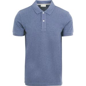 Profuomo - Piqué Poloshirt Denim Blauw - Modern-fit - Heren Poloshirt Maat XL