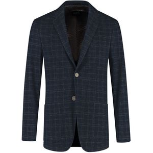 GENTS - Colbert jersey ruit - Polyblend - Donkerblauw - Maat 52/XL