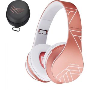 PowerLocus P2 - Draadloze Over-Ear Koptelefoon Inklapbaar - Bluetooth Hoofdtelefoon - Met microfoon – Headphone - Micro SD mode – Incl. Carry Case - Rose Gold