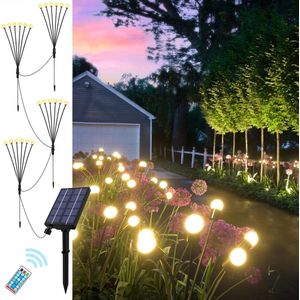 Tuinverlichting op zonne energie 4 stuks gloeiwormjes zonne-energie met XXL groot zonnepaneel-18-40 uur lichtduur-buiten lampen-planten balkon pad decoratie