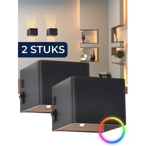 Deluxness® - Wandlamp Oplaadbaar - Wandlamp voor Binnen - met Bewegingssensor - Slaapkamer - Kinderkamer - Oplaadbare Wandlamp - Sfeerverlichting Slaapkamer - Woonkamer - 4400mah - 2700K - Batterijen Indicator - RGB Lamp - 2 stuks