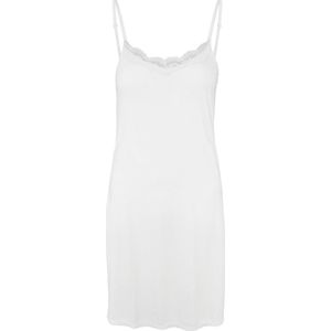Dames Onderjurk Kort met kant 90CM - Nachtjurk - Slaapjurk - Microfiber - Anti-Schuren - Wit - Maat S/M - GBTW-717