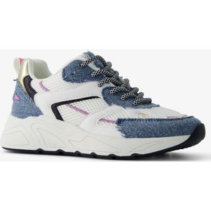 Blue Box meisjes dad sneakers met denim details - Wit - Maat 31