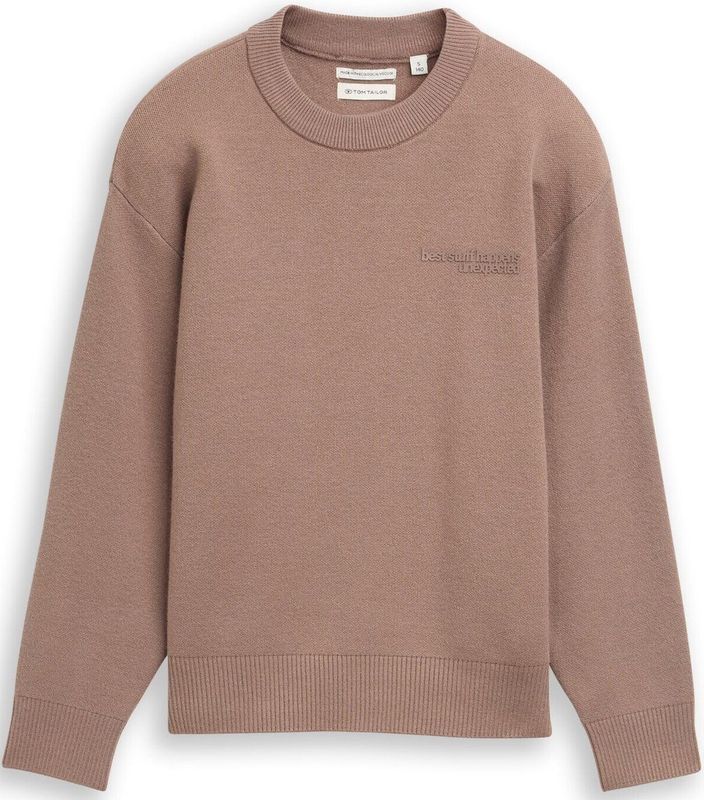 TOM TAILOR - Trui - Mokka - Knitwear - Wijde Pasvorm - Lange Mouw