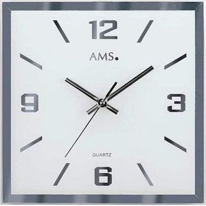 AMS 9324 - Klok - Vierkant - Glas - 27x27 cm - Wit
