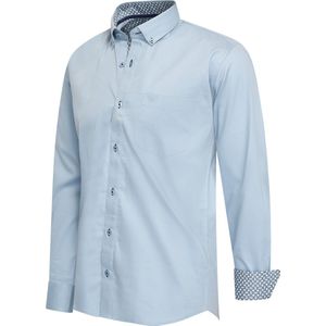 Cappuccino Italia - Heren Overhemden Stretch Overhemd Ancona - Blauw - Maat XL