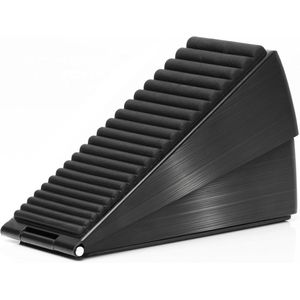 Deurstopper - Wigvormige hoge deurstopper - met verstelbare veer - Zware deurstopper - voor deuronderkant - Veiligheidsrubber - RVS - Deurwigstopper voor elke massieve deur (Zwart)