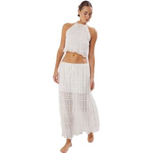 Trendyol Ecru Verzameld Detail Chiffon Blouse Rok Strandset Tbess25Au00040