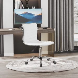 Kappersstoel salon stoel zwenkstoel met rugleuning Hoogte verstelbare stalen PU, wit, 48 x 52 x 78-90 cm