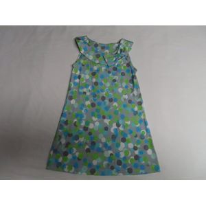 Jurk - kleedje in grijst , groen en blauw - Bolletjes all over - 2 jaar 92