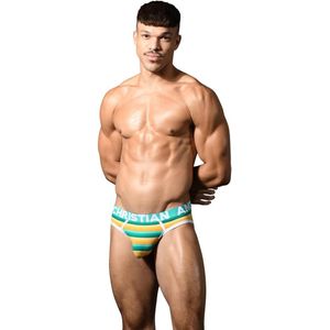 Andrew Christian Riviera Stripe Brief w/ ALMOST NAKED® - MAAT S - Heren Ondergoed - Slip voor Man - Mannen Brief