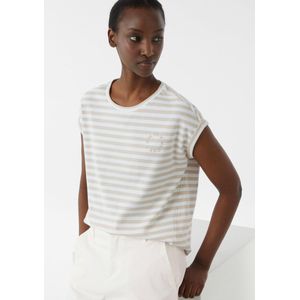 comma - T-shirt - Gestreept - Regular Fit