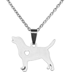 Fako Bijoux® - Ketting Met Hanger - Stainless Steel - RVS - Staal - Hond - Retriever - Zilverkleurig