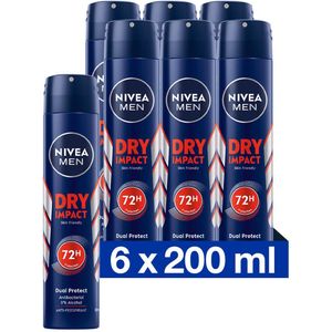6x Nivea Men Anti-Transpirant Spray Dry Impact 200 ml