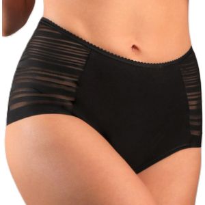 FUNNY DAY Dames Slip BENEDETTA – Zwart – Maat S – Regular Waist Classic Bikini met Mesh Zijkanten – Zachte Katoen