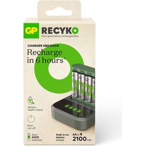 GP ReCyko Batterijlader - (USB) B421 4-slot incl. 4 x AA 2100 mAh + Docking - Oplaadbare batterijen - Batterij oplader