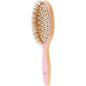 Ecologische Ontwarrende Haarborstel van Bamboe - Ventilerende Structuur en Ergonomische Handgreep - Roze Flamingo