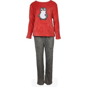 Cocodream dames huispak / pyjama - Pinguïn - Fuchsia/rood - XL