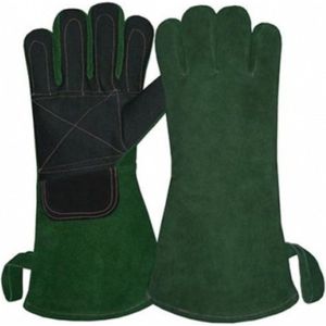 Benelux Wears - BBQ - Hittebestendig Handschoenen - Groen - Lang - Leer - Maat 10