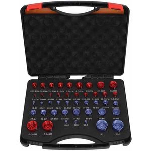 44-delige schroefdraadtester voor moeren en schroeven (rood en blauw) - Inch- en metrische identificatiemeter - Nieuw samengesteld - Individueel