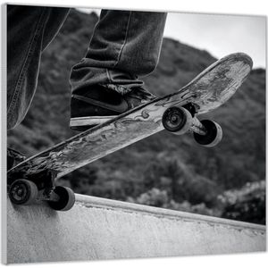 Acrylglas –Zwart - Wit Skateboard op Skatebaan -50x50 (Met ophang)