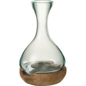 J-Line vaas Fles Gamal - hout/glas - naturel/transparant - small