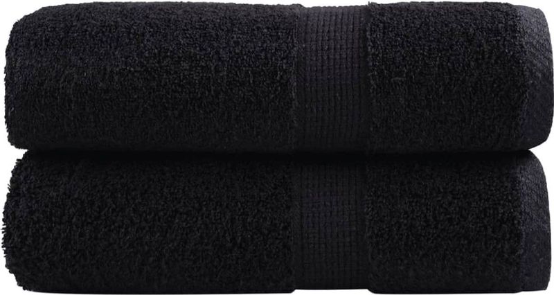 vidaXL Gastendoekjes SOLUND - Zwart - 100% Katoen - 2 Stuks - 600 g/m²