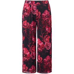 MIAMODA - Dames - Broek mesh dubbelgelaagd wijde pijpen elastische tailleband - Purper - Maat 44