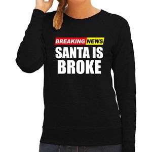 Bellatio Decorations foute humor Kersttrui breaking news broke Kerst - sweater - zwart - dames XL