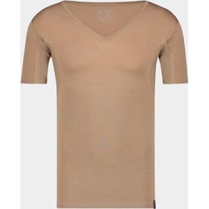 RJ Bodywear Sweatproof T-shirt (1-pack) - heren T-shirt met anti-zweet oksels - diepe V-hals - Beige - Maat: M