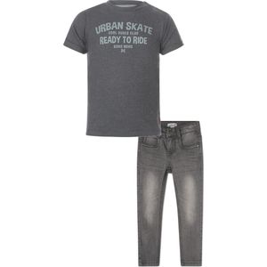 Koko Noko - Kledingset - Grey Jeans - Shirt Steel Blue - Maat 98-104