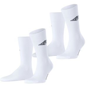Esprit - Unisex Logo 2-Pack - Gedessineerd Katoen - Wit - Sportsokken