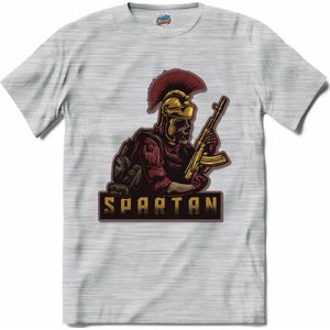 Tactiacal Spartan | Airsoft - Paintball | leger sport kleding - T-Shirt - Unisex - Donker Grijs - Gemêleerd - Maat S