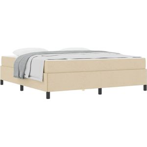 vidaXL - Boxspring - bed - Crème, - Zwart - 180 - x - 200 - cm - Stof, - Geengineerd - Hout