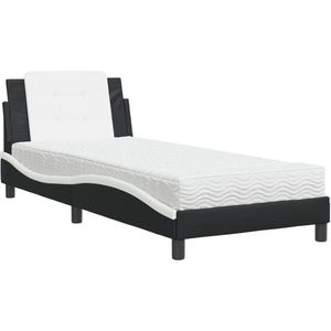 vidaXL - Bed - met - matras - kunstleer - zwart - en - wit - 90x190 - cm