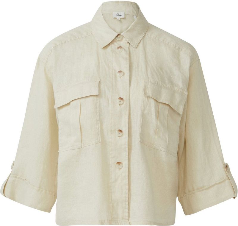 s.Oliver - Tussenjas - Beige - Klassieke Blouse - Driekwart Mouw