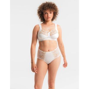 Louisa Bracq Elise Soft Cup BH – Zonder Beugel – Hoge Ondersteuning – Ecru/Goud – Luxe Lingerie met Borduurwerk - 85-100 B-Cup