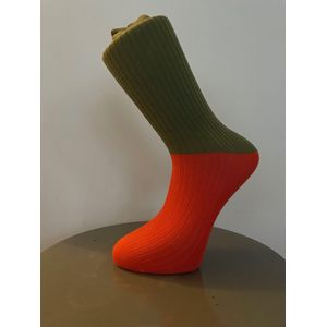 Spijk sokken katoen effen groen / rood