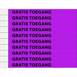 CombiCraft Standaard Bedrukte Polsbandjes GRATIS TOEGANG - Paars - 50 stuks