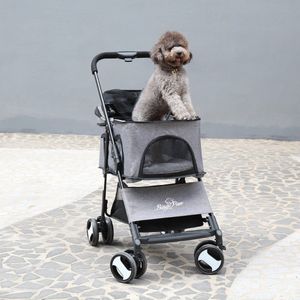 Hondenbuggy – Inklapbare Kattenbuggy – Buggy voor huisdieren – Afneembare mand – Honden wandelwagen – Honden buggy
