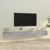 The Living Store Klassieke Televisiekastenset - Grijs Sonoma Eiken - 100 x 30 x 30 cm - 3 x tv-meubel