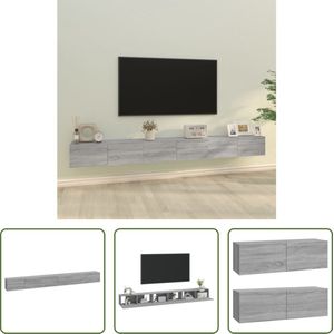 The Living Store Klassieke Televisiekastenset - Grijs Sonoma Eiken - 100 x 30 x 30 cm - 3 x tv-meubel