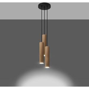 Hanglamp Lino 3-Lichts Getrapt Hout Naturel - Giga Meubel